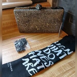 Kurt Geiger NWT Silver Rhinestone Clutch/ Crossbody With Dustbag